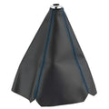 General Motors PU leather gear shift dust cover in black, red, and blue line colour options.