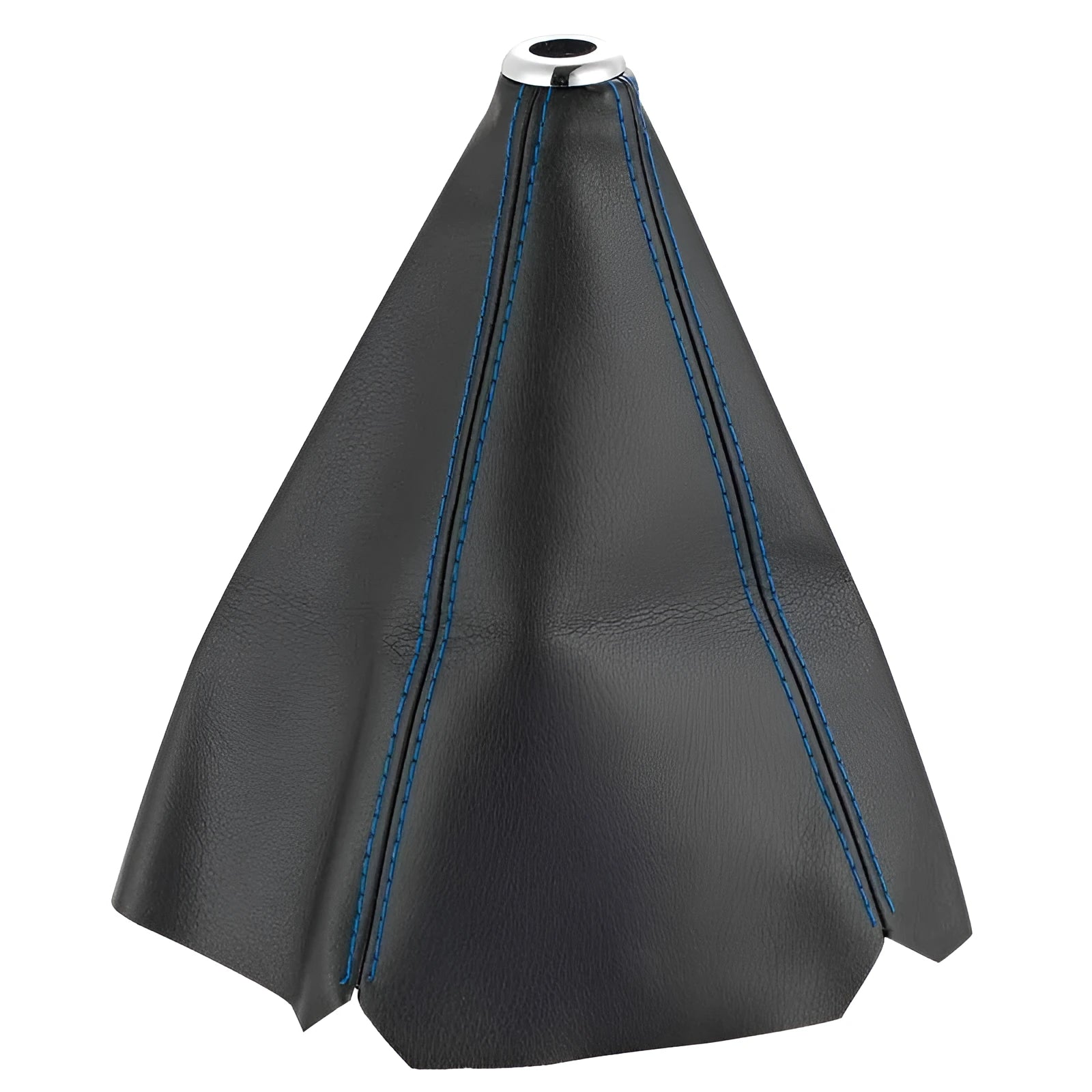 General Motors PU leather gear shift dust cover in black, red, and blue line colour options.