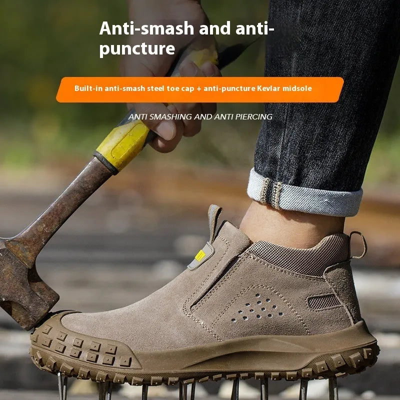 Mid-calf welding safety shoes with steel toecap in khaki and grey colour options