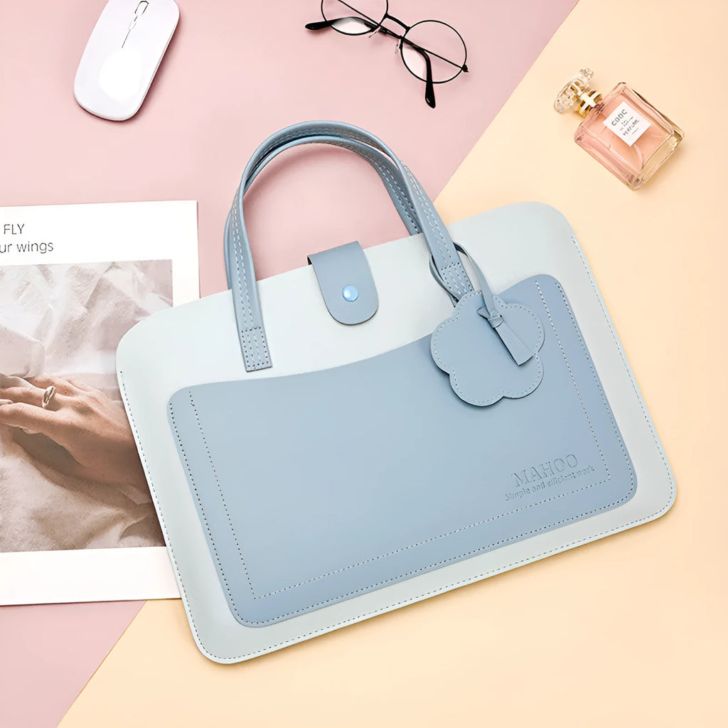Thin flower pattern PVC waterproof computer bag with drawstring closure for 13 inch laptop