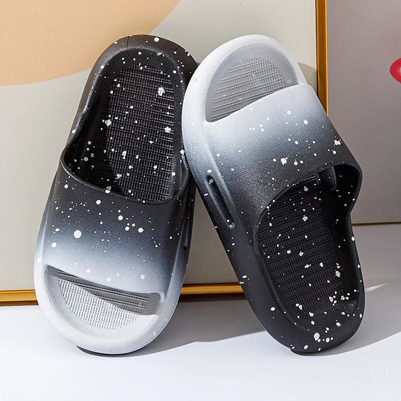 Children's gradient colour PVC summer slippers with open-toe design on non-slip sole