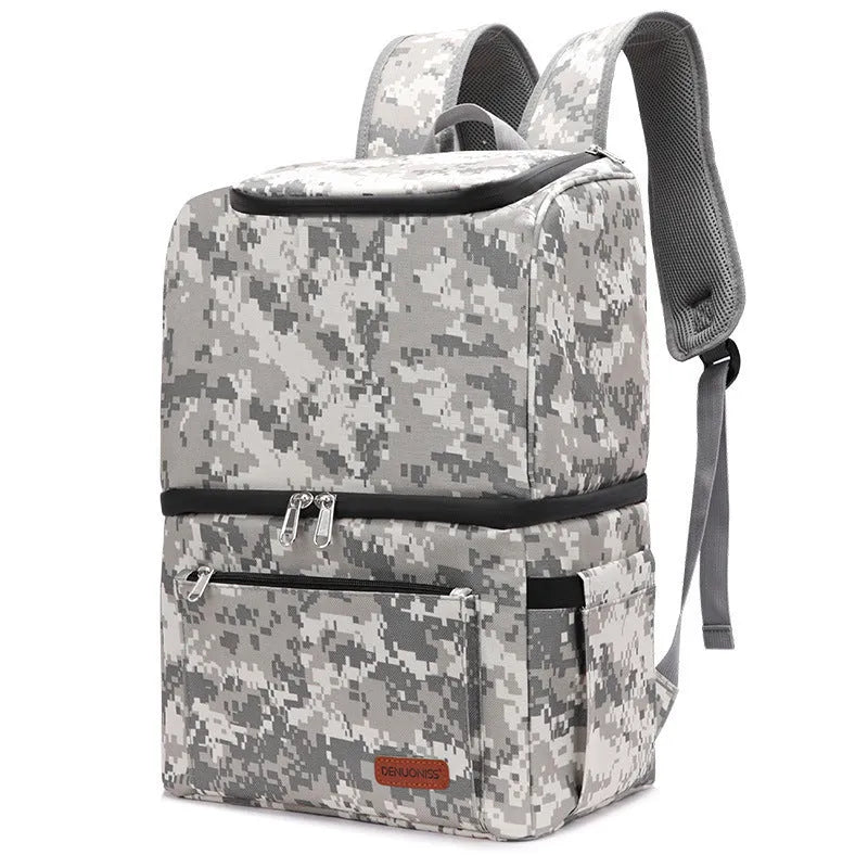 Double layer insulated backpack cooler with 22L capacity in waterproof Oxford cloth