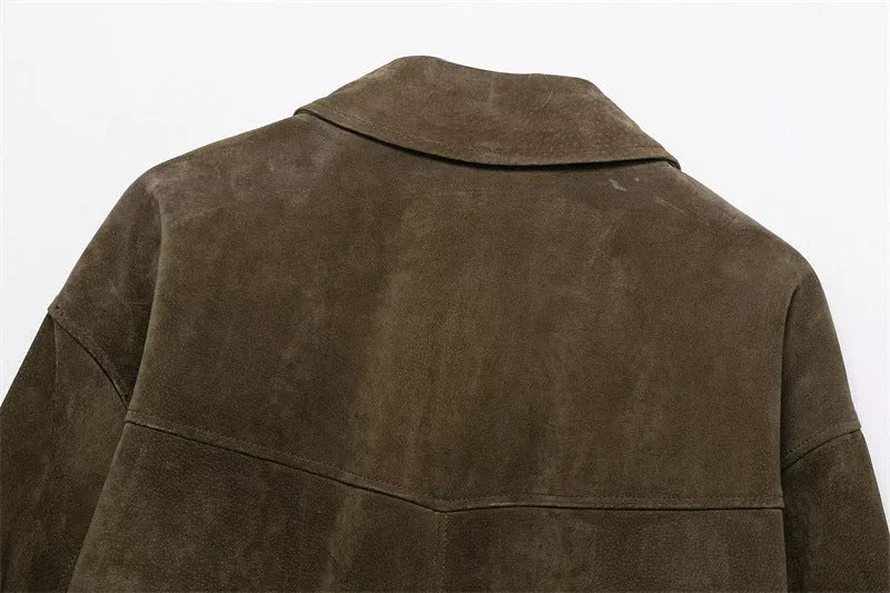 Women's Japanese Korean style casual jacket in PU fabric with medium thickness construction