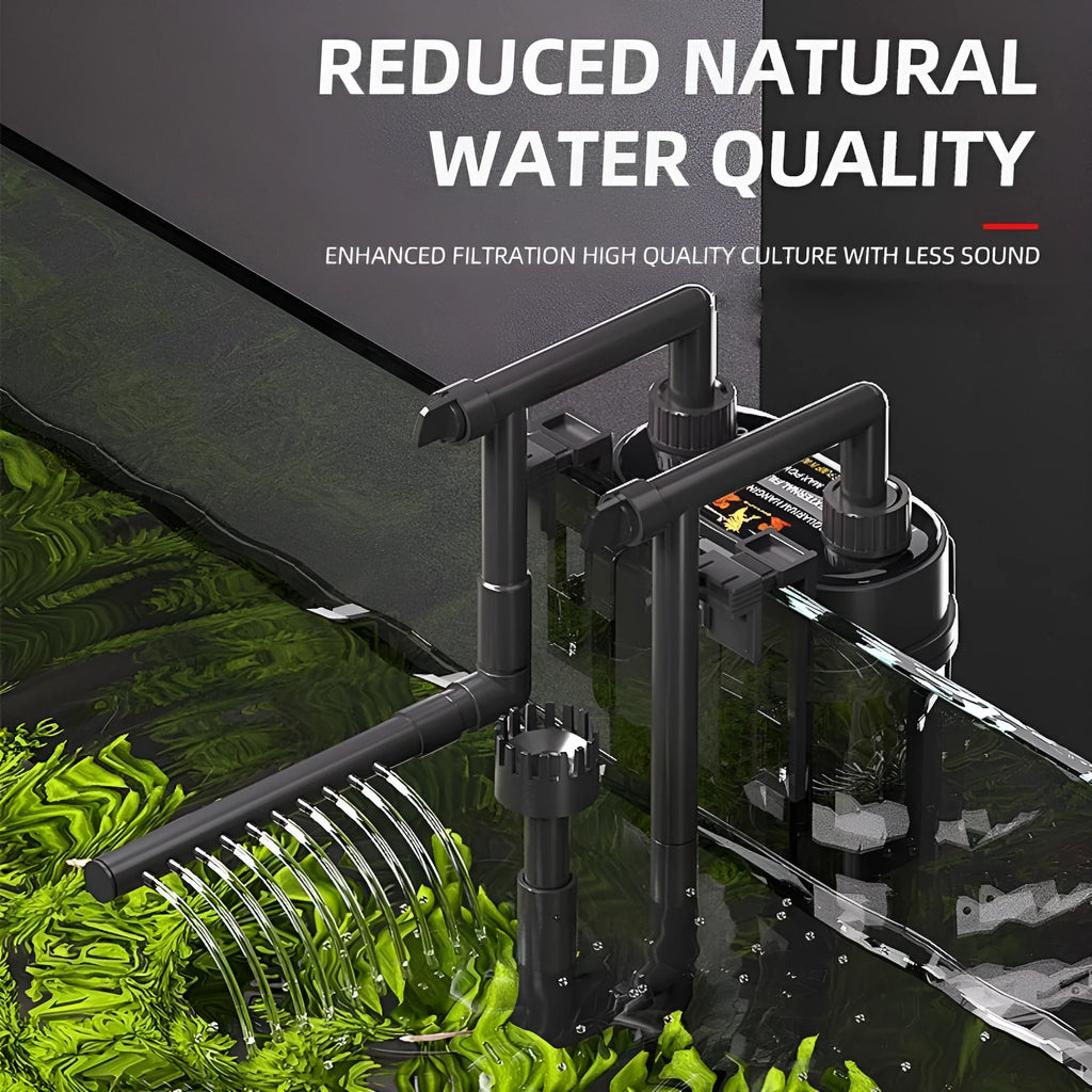 External wall hanging aquarium filter with large filter bucket and waterproof cover