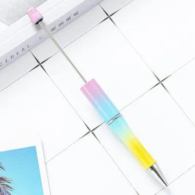 Creative plastic beaded ballpoint pen with spinning chain in multiple colour options