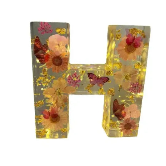 Transparent resin night light ornament with custom letter design 15cm square modern simplicity