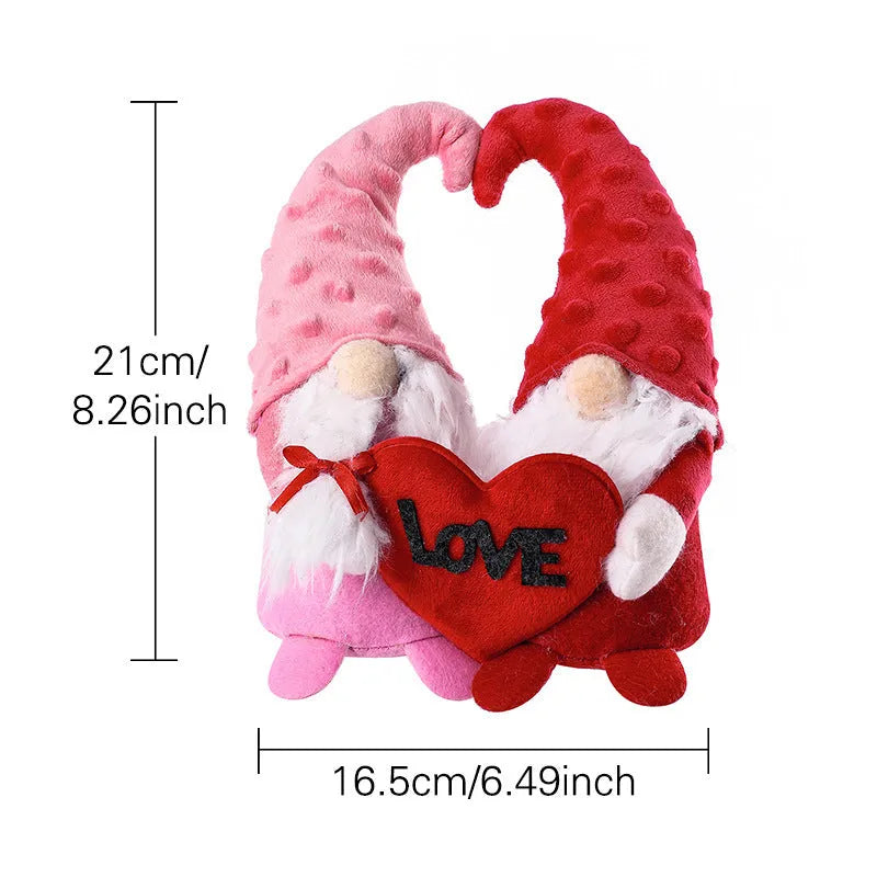 Love Faceless Dwarf Valentine's Day Doll polyester plush with Valentine's colour scheme