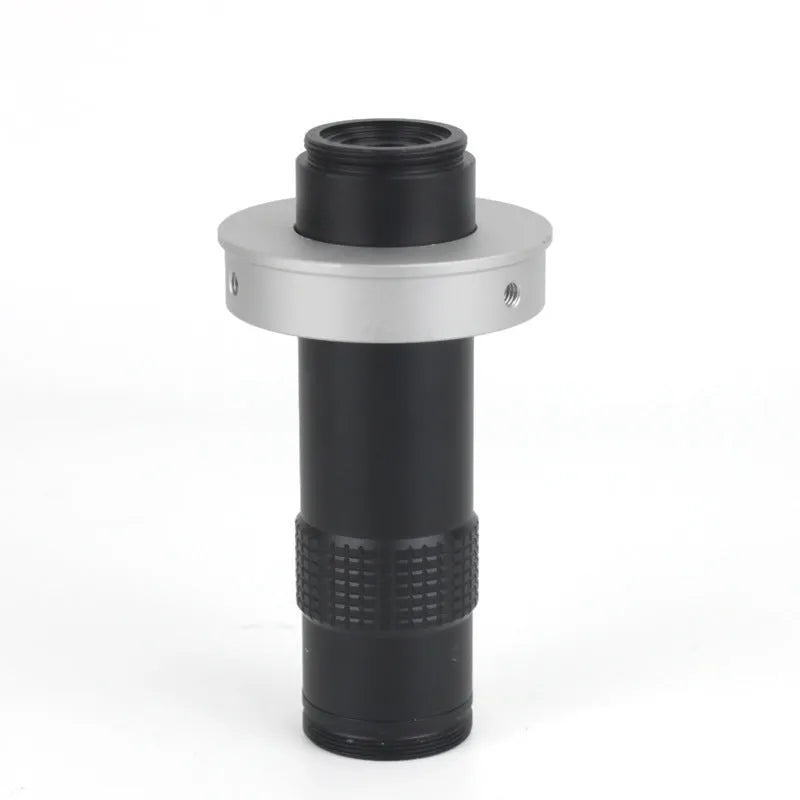 Black industrial camera monocular lens measuring 30mm diameter by 84mm length for 60-300mm working distance