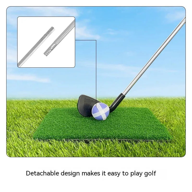 Metal golf club set showing adult and children's size options for outdoor sports practice