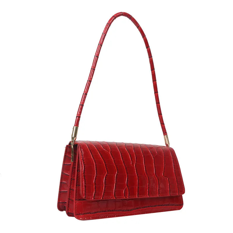 Small portable shoulder messenger bag in hard box shape with stone pattern finish