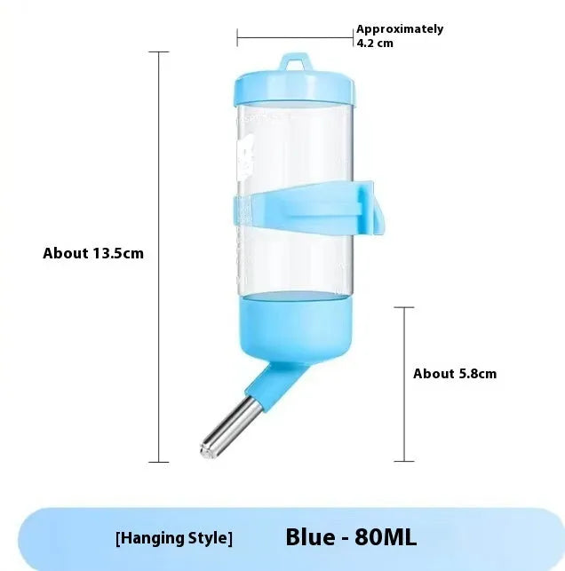 Leak-proof ball kettle pet water feeder in green, pink, blue, white, or yellow with glass tube.