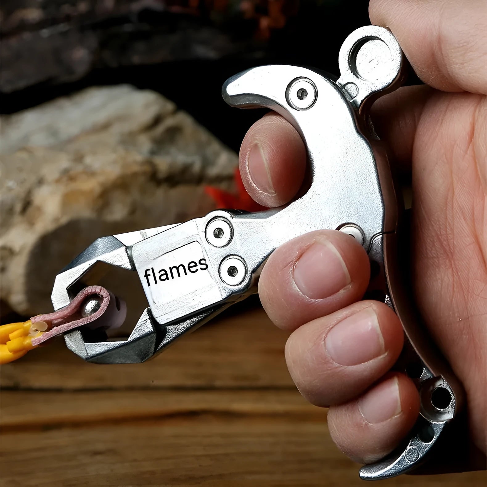 Alloy release aid two-axis harpoon clip for flame dispenser fishing accessory