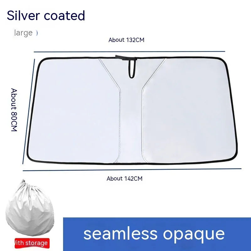 Double ring car sun shade for front windscreen with titanium silver coating