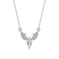 Silver 925 eagle pendant necklace on an adjustable O-ring chain with white gold or yellow gold finish.