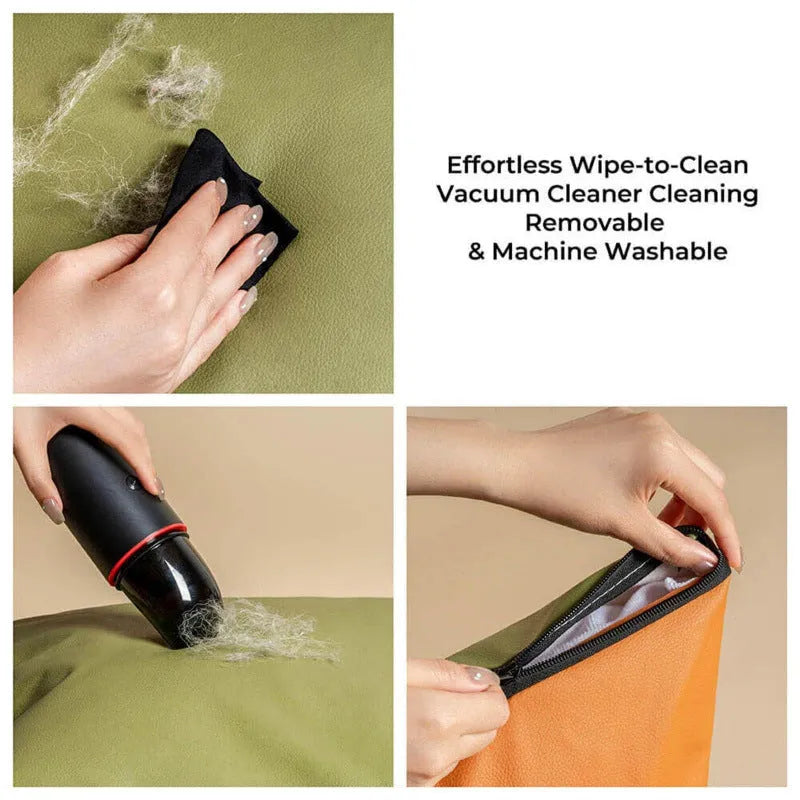 Green removable washable dog car nest with waterproof PU base, shown in a car boot