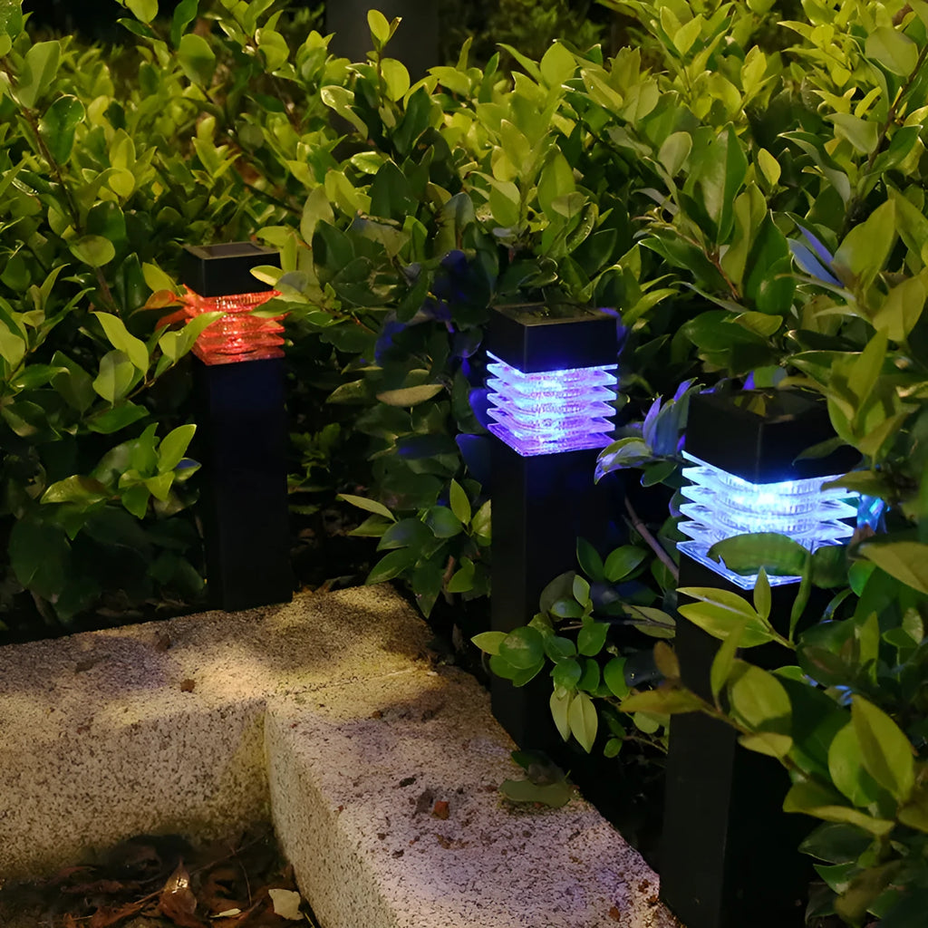 Solar lawn ground lamp with cuboid shape and waterproof IP65 rating for garden lighting