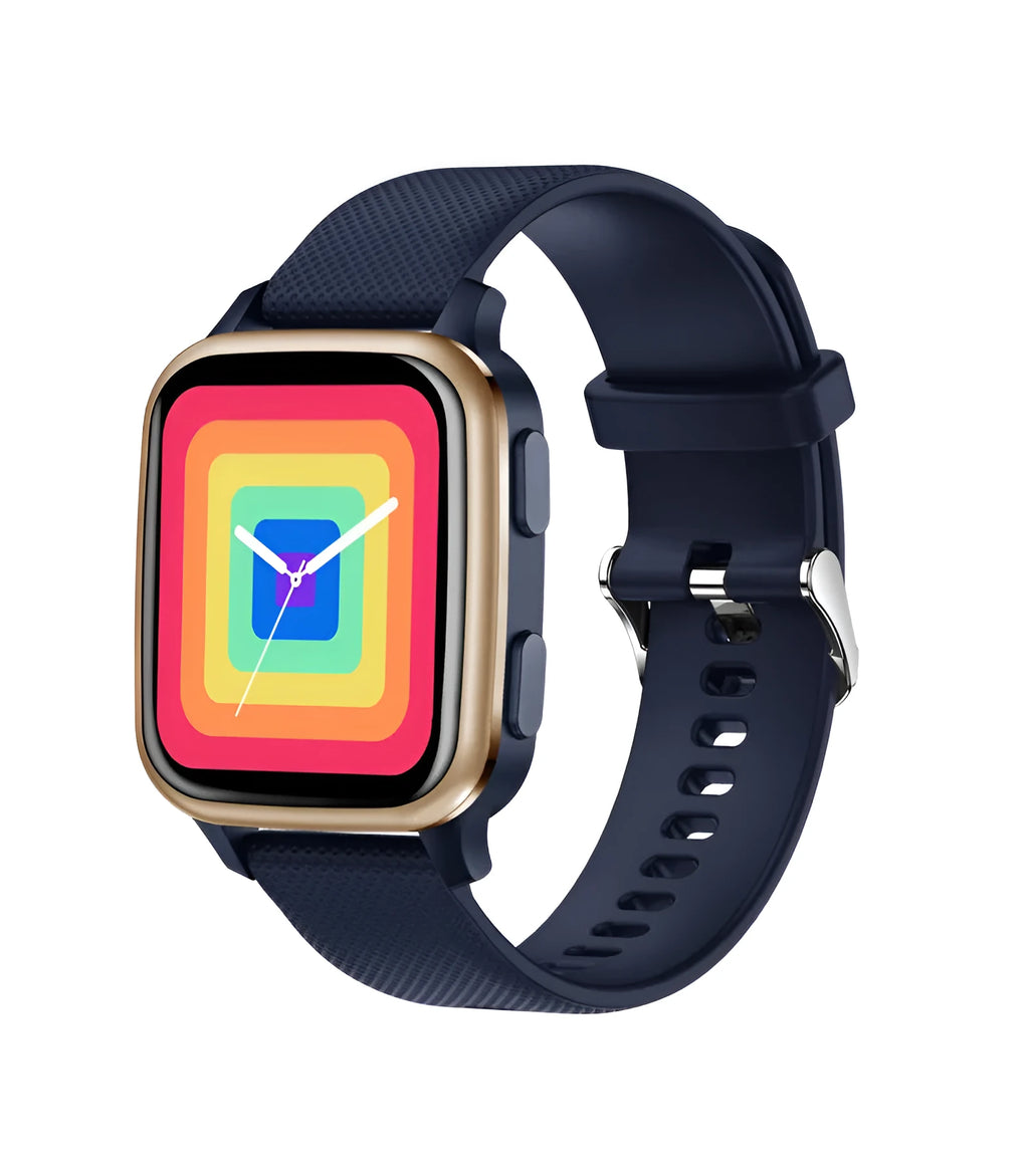 Smart watch with aluminium alloy case showing Bluetooth calling and heart rate monitoring on its display.