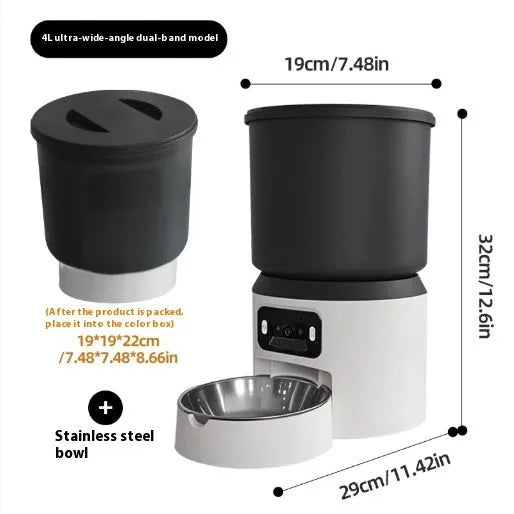 4L smart pet feeder with WiFi control and stainless steel bowl option