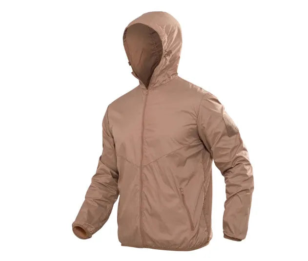 Men's ultra-thin breathable sun protection jacket with hood in Deep CP colour, 100% polyester fibre outdoor tactical top