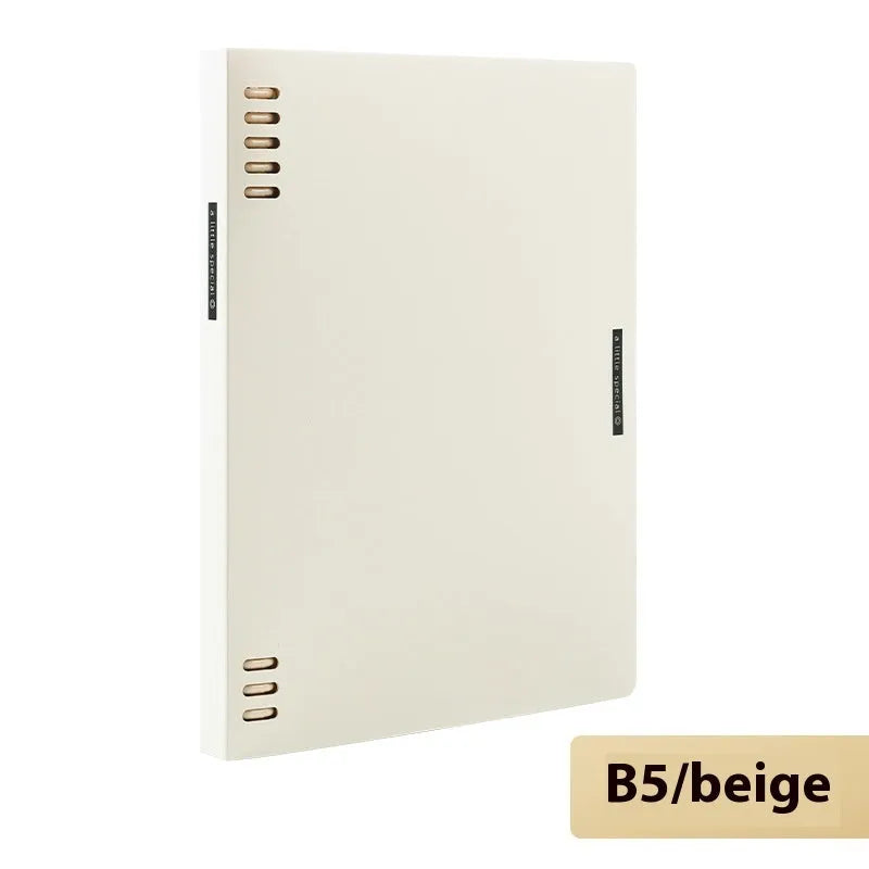 Refillable loose-leaf spiral notebook in B5 size with a pastel blue PP cover and lined pages.
