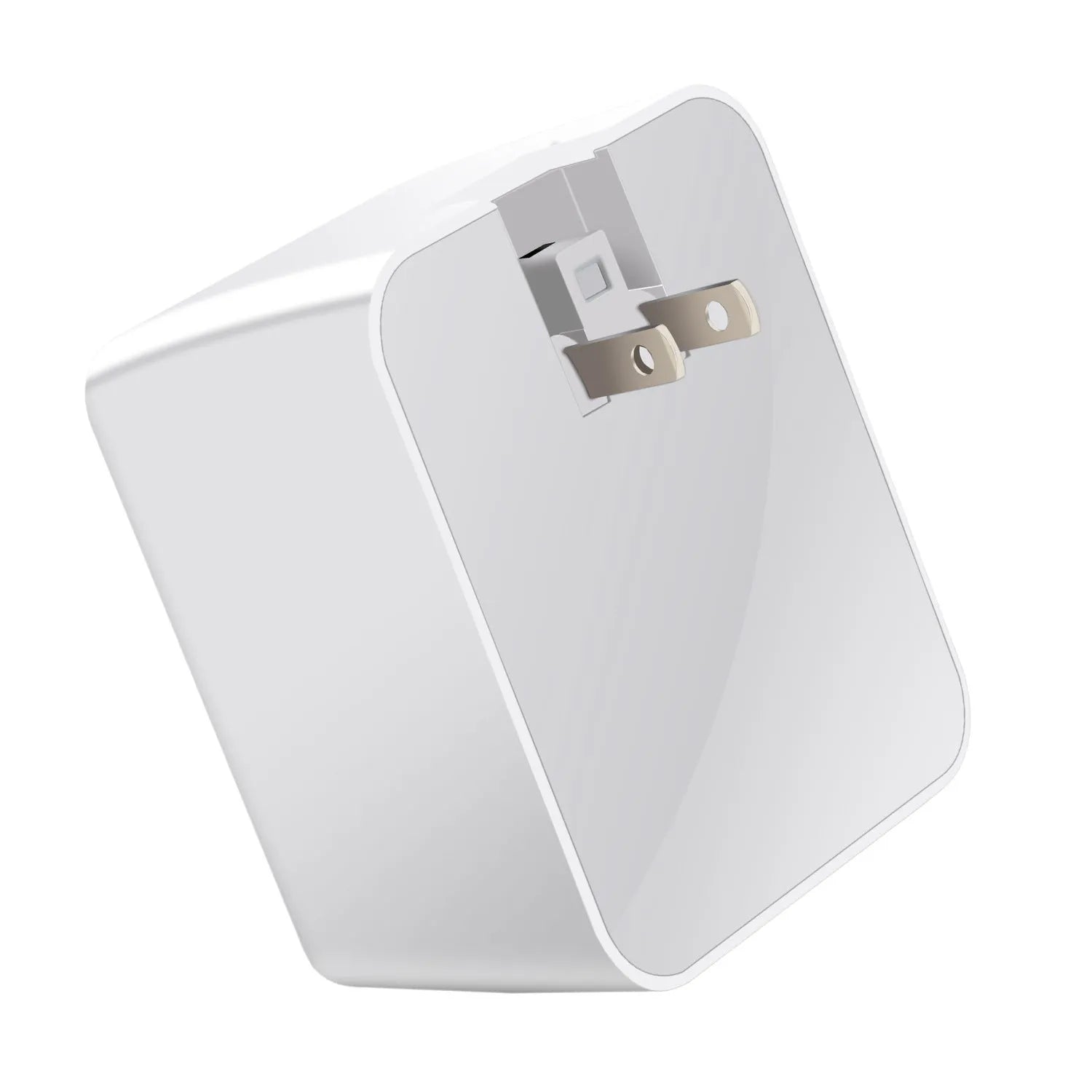 White travel charger with multiple USB ports and British plug for fast charging smartphones and tablets