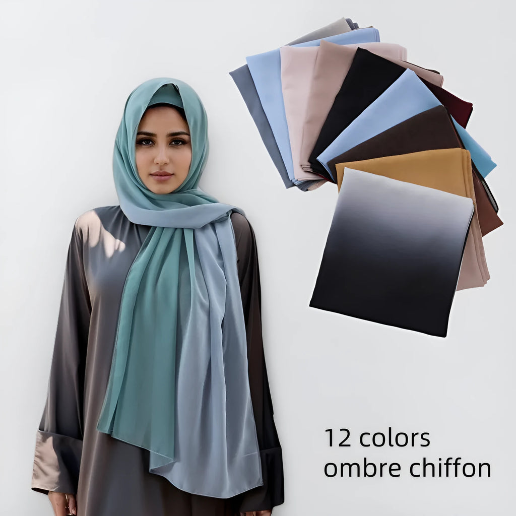 Women's chiffon bubble towel scarf in ethnic style showing drape and texture