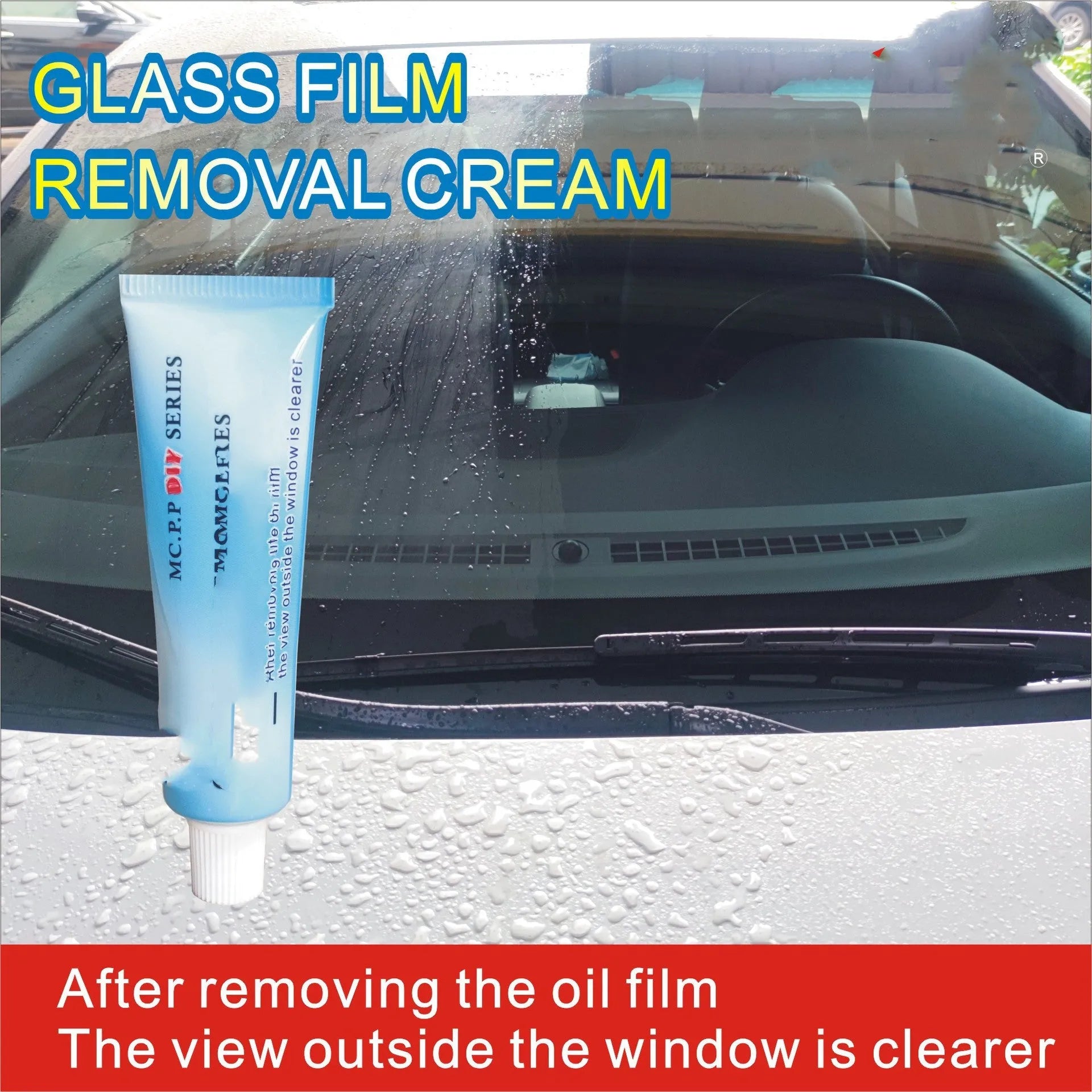 White packaged automotive glass rainproof agent with 15ml capacity and English instructions