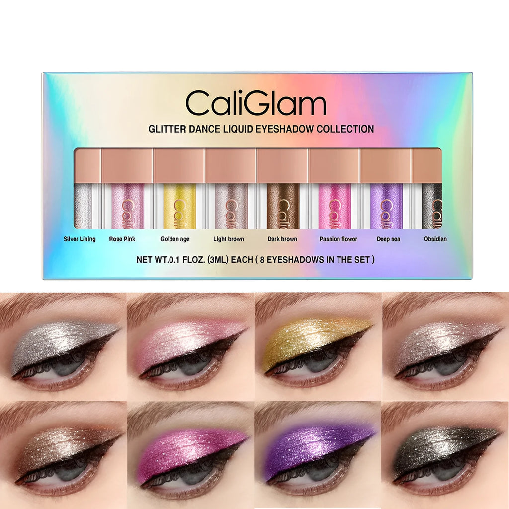 Makeup multicolor pearl glitter liquid eyeshadow set with 8 colours in a palette, classification C005