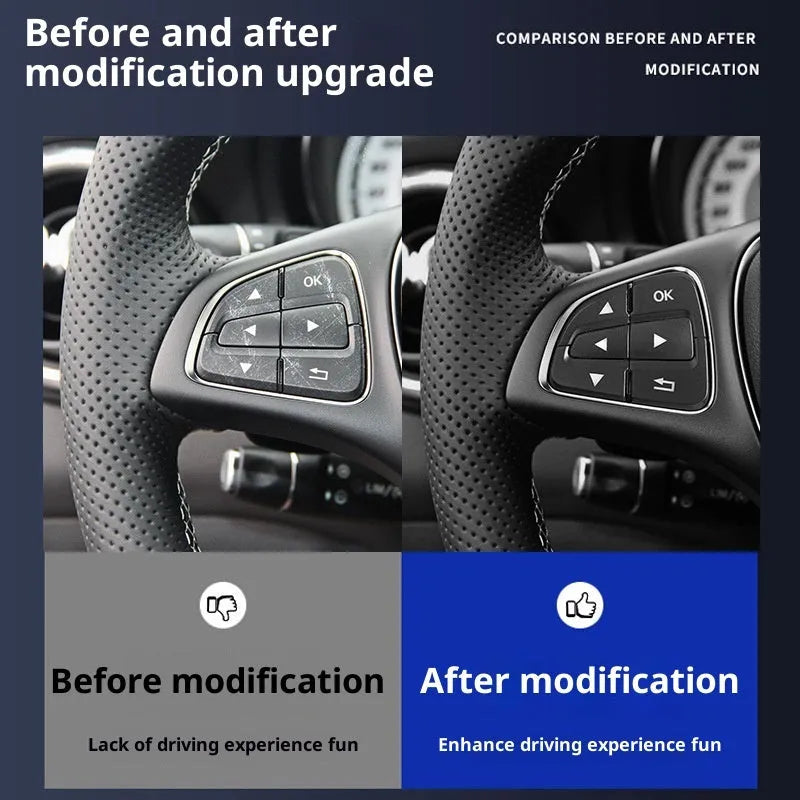 Set of Mercedes steering wheel button stickers in ABS plastic, Type A configuration, for C-Class and GLC models