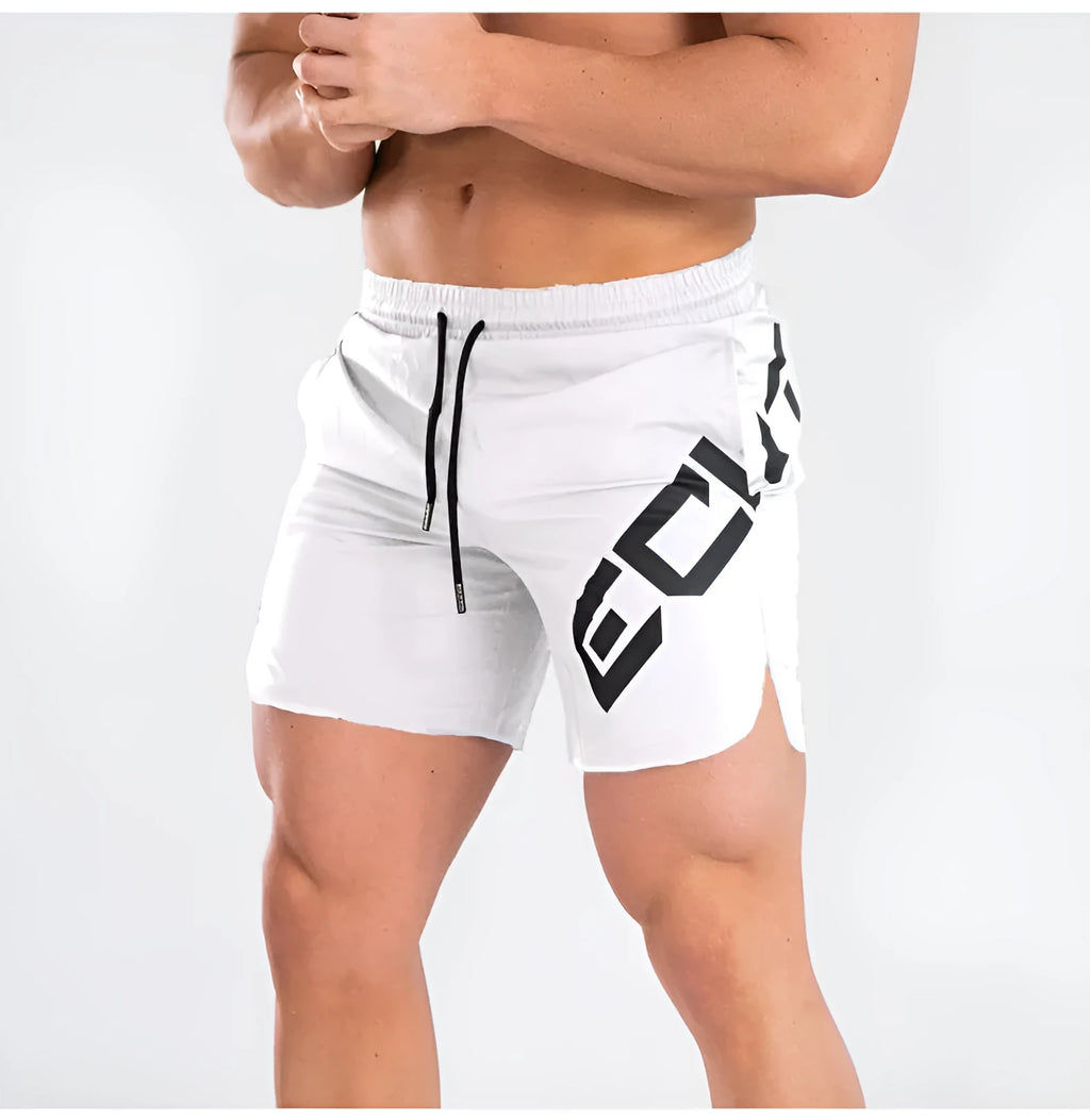 Men's elastic quick-drying nylon sports shorts in black colour for summer training activities
