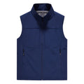 Men's loose fit stand collar cardigan vest in khaki colour with zipper pockets.