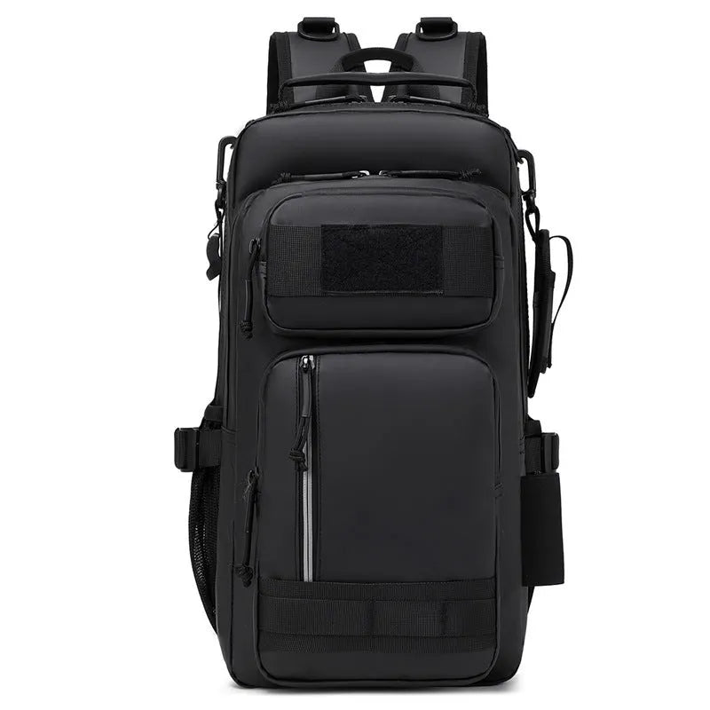 Large capacity 20-35L Derm outdoor backpack in black colour suitable for hiking and camping
