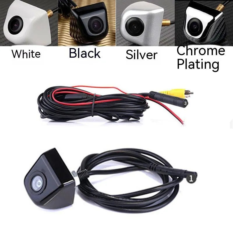Black HD car night vision waterproof rearview camera with metal shell and integrated cable