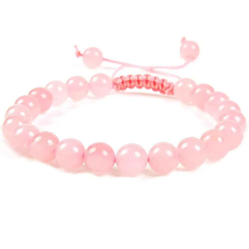 Women's hand-woven flat knot braided bracelet with geometric design and natural stones