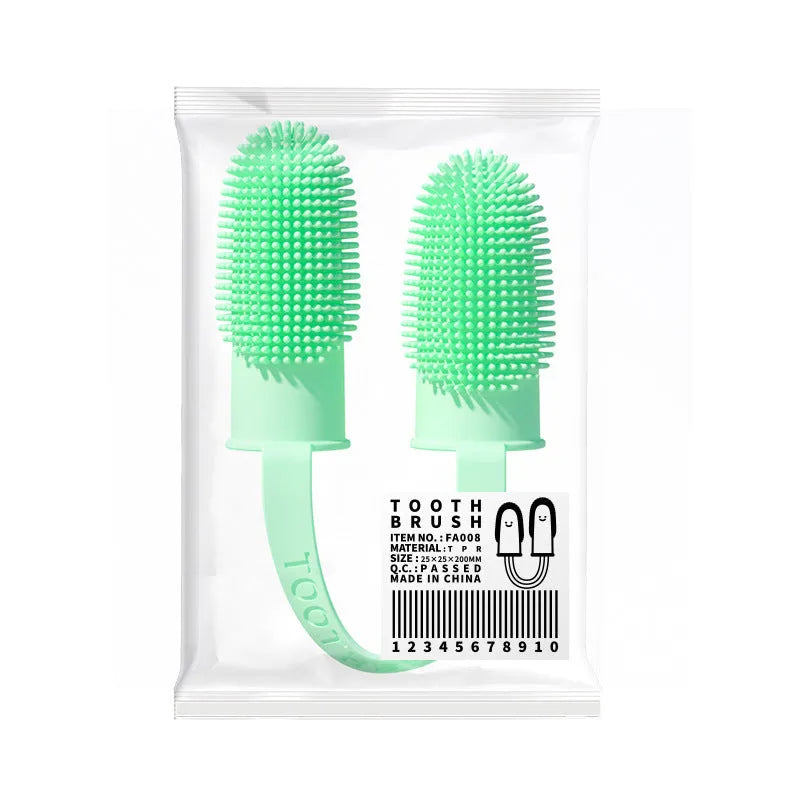 Pet tooth cleaning finger set with double finger toothbrush design in TPR material
