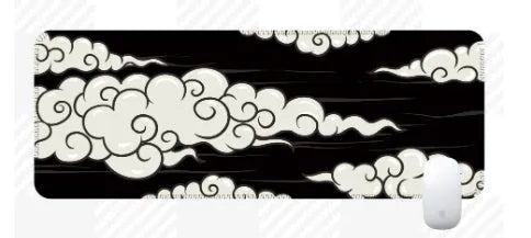 Large Japanese-style desk mat with geometric pattern on natural rubber non-slip base