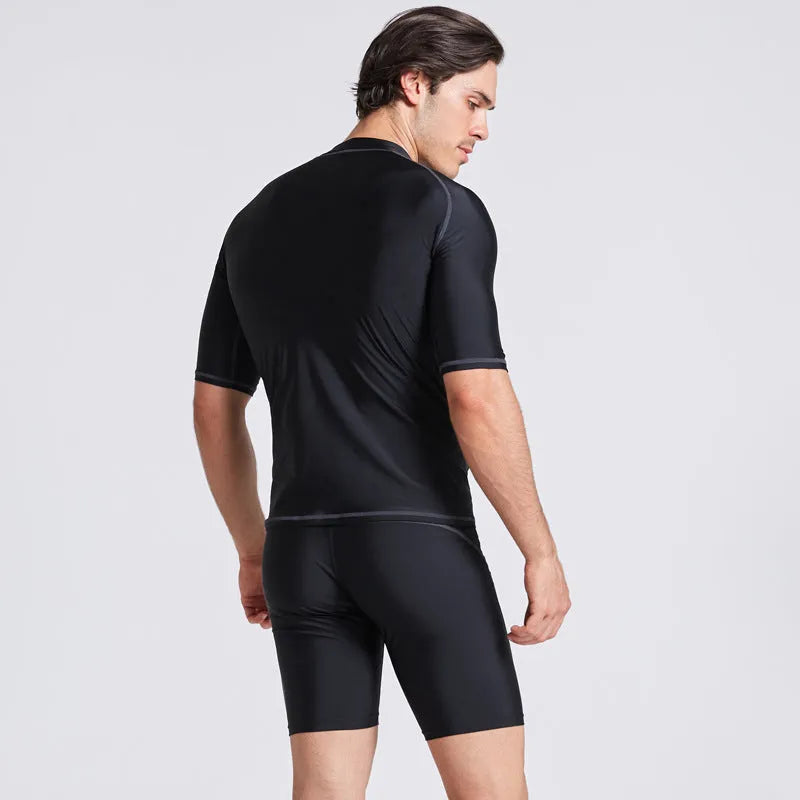Men's quick-dry half sleeve nylon swimsuit for swimming and wading activities