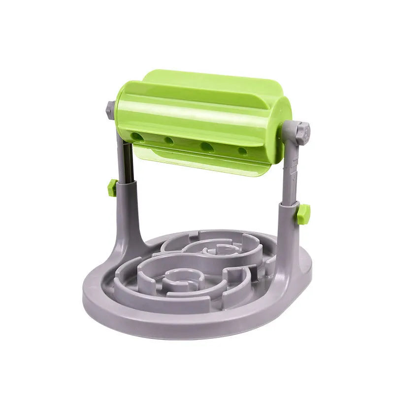 Blue adjustable height interactive pet food puzzle slow feeder for dogs and cats