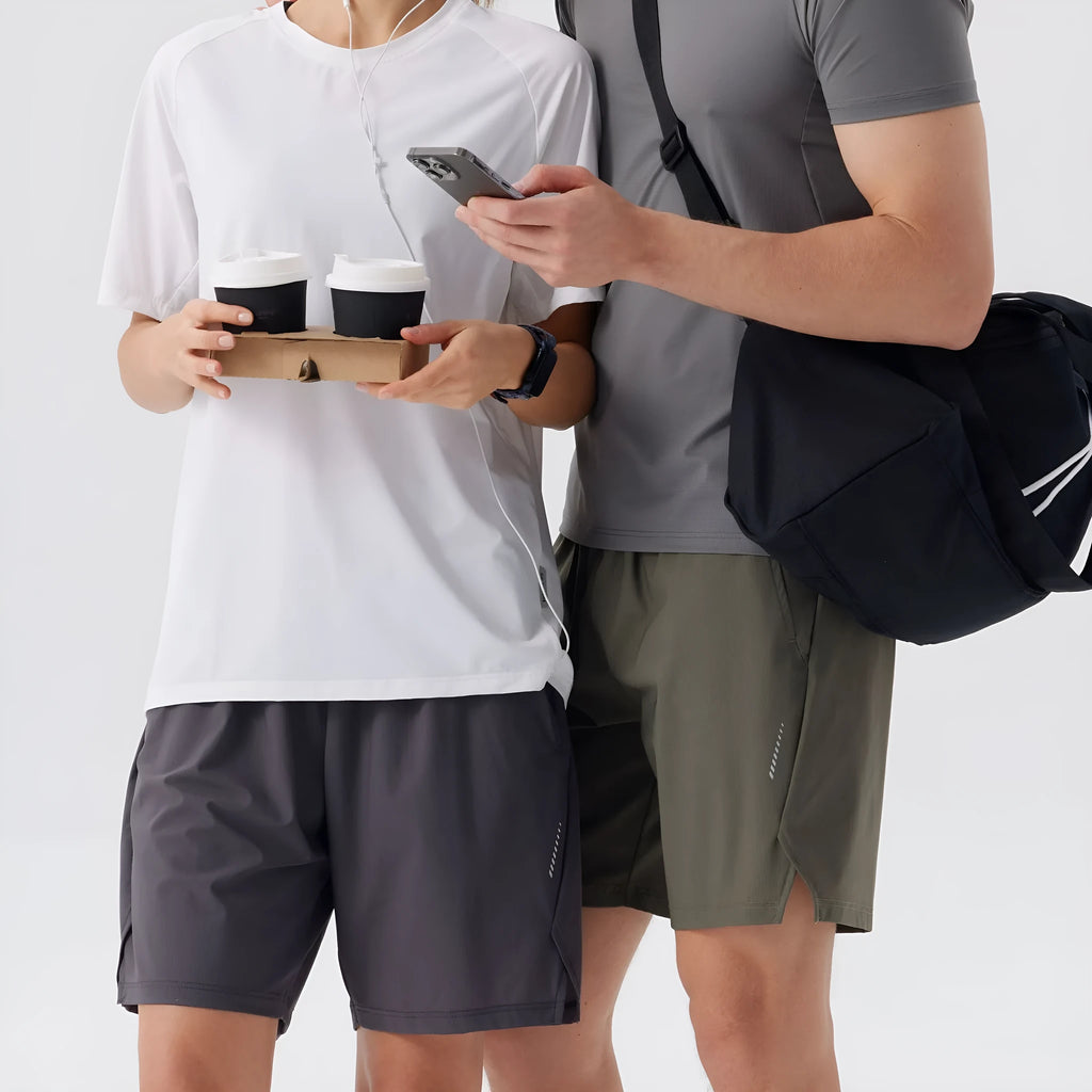 Men's nylon ice silk sports shorts in mid waist design with breathable fabric