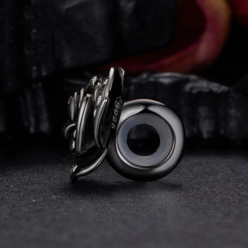 Set of S925 sterling silver spacer beads with rose motif, 1.2cm height and width, dark SCC3199 colour