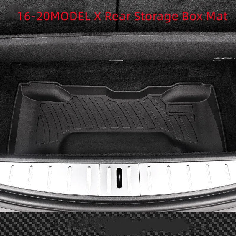 Rubber and TPE floor mats designed for Tesla Model 3, Model Y, Model X, and Model S vehicles