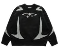 Women's loose jacquard pullover in thick core-spun yarn, medium length 65cm, street style