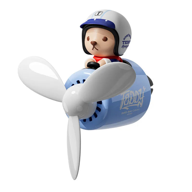 Teddy bear blue car aromatherapy vent clip ornament with plastic perfume holder