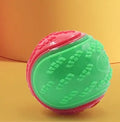 TPR rubber dog training ball with squeaker and molar ridges in two-tone colours