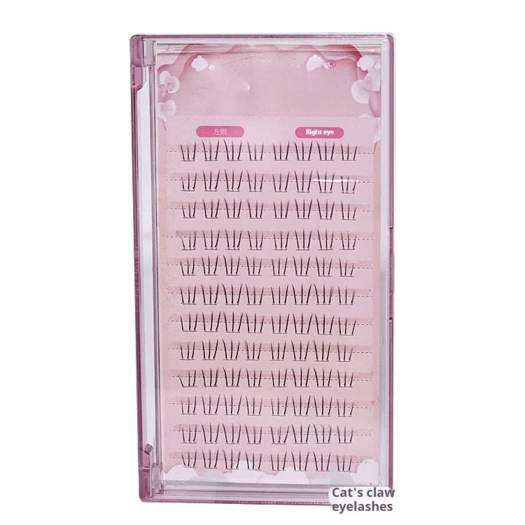 12-row segmented false eyelashes with sheer root and natural pointed tail style in 4-5-6mm lengths.
