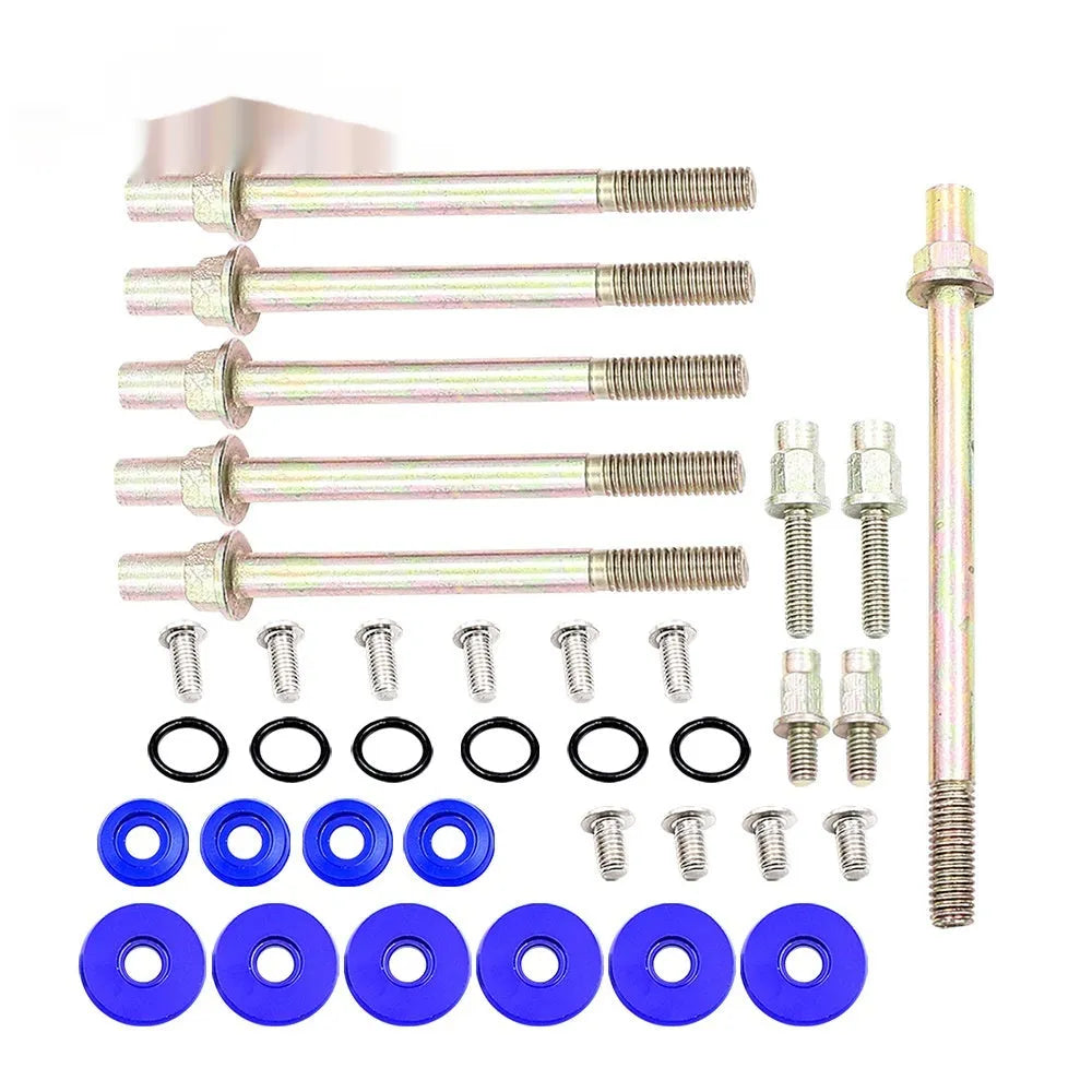 Honda Civic K Series aluminium engine gasket kit in silver, red, blue, and black colours.