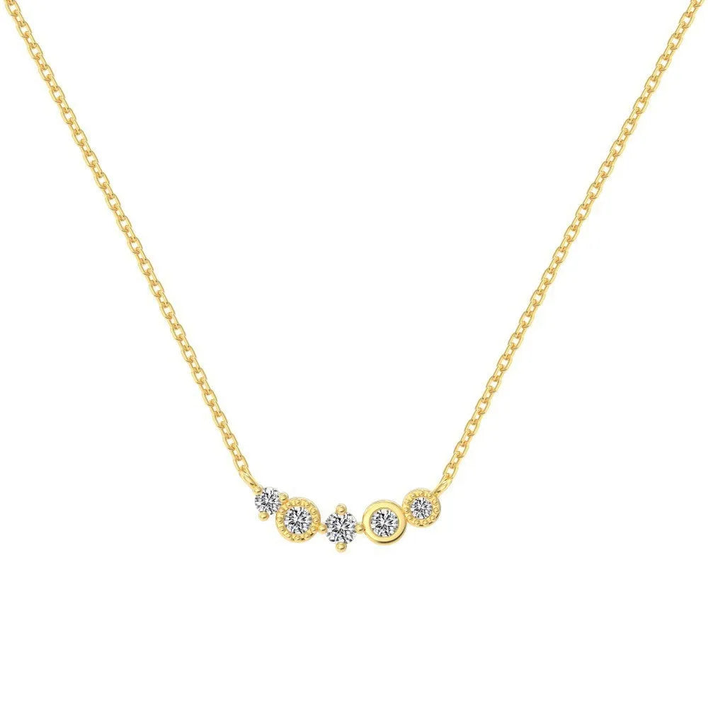 Geometric zircon 925 silver women's necklace with electroplated finish, gold or platinum option