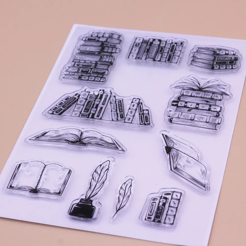 Transparent silicone stamp with white seal pattern for card making