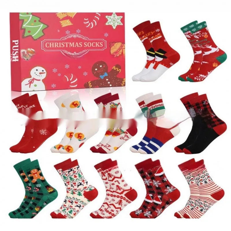 Christmas socks blind box containing random resin craft decoration for holiday displays