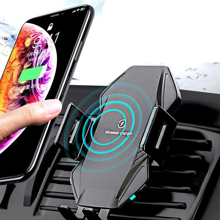 T3 touch-sensitive car wireless charger with mobile phone holder in matte black colour